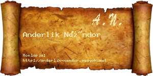 Anderlik Nándor névjegykártya